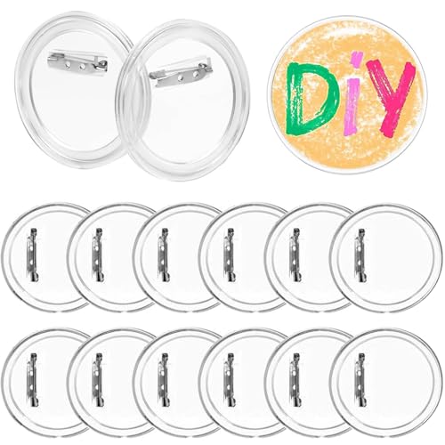 Buttons Selber Machen, 15 Stück Buttons Anstecker, Transparente DIY Ansteckbuttons Set Buttons Selber Machen ohne Buttonmaschine für Foto Bild Kleidung(60mm) von SMYJDMM