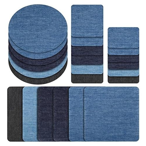 Flicken zum Aufbügeln, 24 Stück Bügelflicken, Jean-Flicken zum Aufbügeln 6 Farben für Bügelflicken Bügeleisen Denim Patches Jeans Reparatursatz Set Aufbügelflicken von SMYJDMM