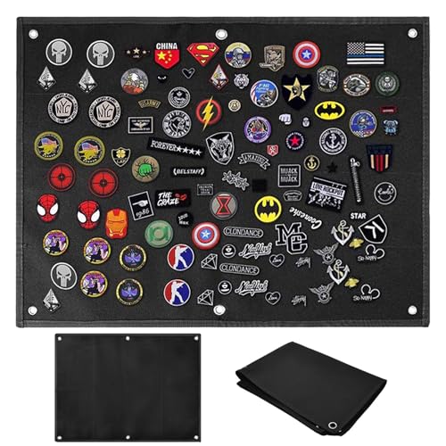 Patches Klett Wand, 60 x 45cm Taktische Militär Patch Holder, Wand Klettfläche Klettmatte Taktische Patch-Display-Tafel Board Organizer Display Tafel Mit Ösen für Aufklebern Stempeln Abzeichen von SMYJDMM