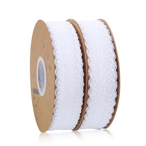 Spitzenband Weiß Vintage, 2 Rolls Weiss Spitzenbordüre, Geschenkband Breit Schleifenband Spitze Weiss Spitzenbordüre für Hochzeit Nähen Blumen Geschenkverpackungen(3 x 23m Each) von SMYJDMM