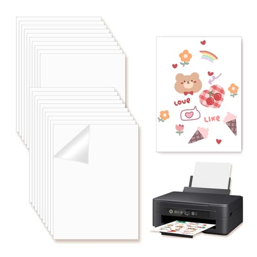 20 Stk A4 Selbstklebende Folien Bedrucken Klebefolien Druckerpapier Wasserfest Bedruckbar Vinylfolie Inkjet Vnyl Aufkleber Sticker Papier Drucker Etikette für Laserdrucker Tintenstrahldrucker von SMYJDMM