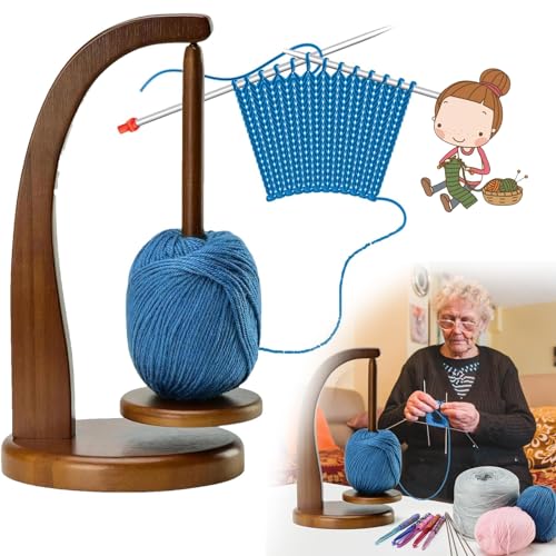 SMchwbc Wollabwickler, Magnetischer Wollknäuelhalter, Wollhalter Rotierender, Garnhalter, Holzgarnspinner, rotierender Magnetischer Wollknäuelhalter, Häkelgeschenk Für Strickliebhaber (1,2) von SMchwbc