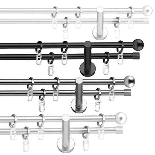 SN Deco - Stilgarnitur Straßburg, Ø 19mm, 2-Lauf, Komplettset mit Ringen (120 cm, Edelstahl optik) von SN DECO GROUP