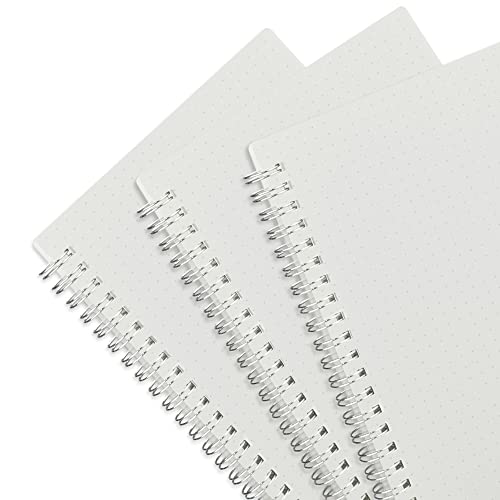 SNAGAROG 3 Stück Dot Spiral Notizbuch A5 Dotted Notizheft Punktraster Notizbuch Tagebuch Skizzenbuch Spiralblock Reisetagebuch - 80g/㎡, 155mm x 213mm, Transparente Abdeckung von SNAGAROG