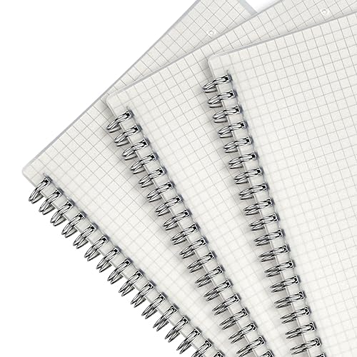 SNAGAROG 3er-Pack Kariertes Spiral-Notizbuch A5 Notizblock Grafisches Raster drahtgebundenes Tagebuch mit transparentem Hardcover für Reisen, Schule (6,1 x 8,5 Zoll) von SNAGAROG