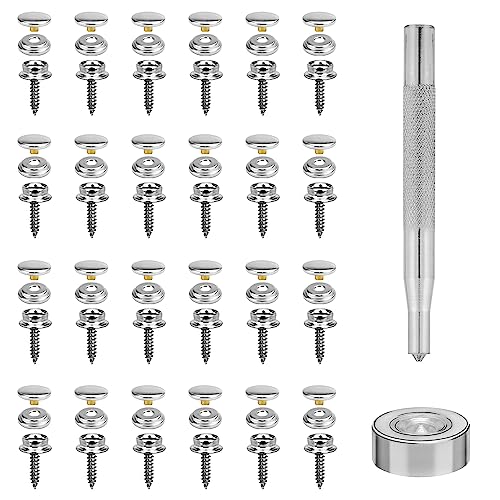 SNAGAROG 50 Stück Druckknöpfe Schrauben Edelstahl Druckknöpfe 15mm Snap Fastener Canvas Screw Snaps Druckknöpfe zum Anschrauben von SNAGAROG