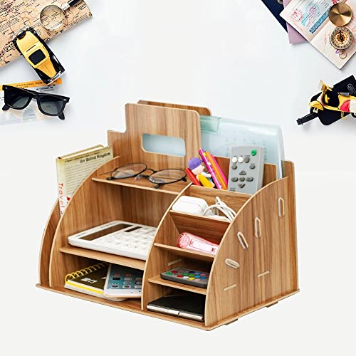 SNAGAROG Holz Schreibtisch Organizer Zusammenbaubar Schreibtischablage mit Ablagefächer Office Multifunktionales Aktenregal geeignet für Büro Home School von SNAGAROG