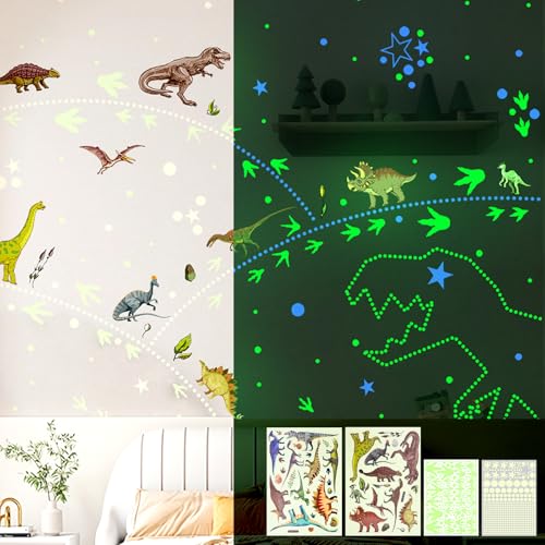 SNAIL GARDEN 688PCS Glow in The Dark Dinosaur Stickers,Dinosaurier Wandaufkleber,Leuchtende Wandaufkleber Dinosaurier Wanddekoration,Tierische Wandaufkleber für Kinder Schlafzimmer Kinderzimmer Dekor von SNAIL GARDEN