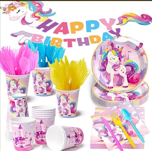 SNLN Einhorn Geburtstag Party Supplies Pappteller von SNLN