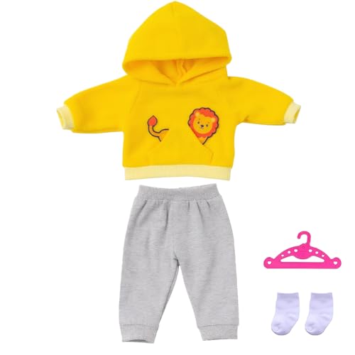 1 Satz Puppenkleidung Puppenkleider Puppen Kleidung Puppengewand Puppenkleidung Set Puppen Klamotten 35-45 cm Mit 1 Kapuzensweatshirt 1 Graue Hose 1 Paar Socken 1 Hänger Geschenk für Mädchen von SNONESIY