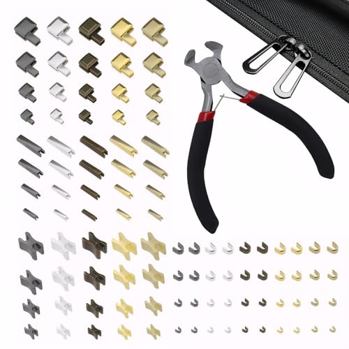 100 Stück Reißverschluss Reparaturset,Reißverschluss Stopper,Reißverschluss Endstück,Reißverschluss Ersatzteile mit Oberschneidezange,für Bekleidung,Koffer,Taschen,Jacke,Jeans von SNONESIY