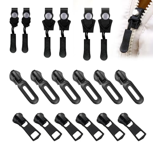 18 Stück Reißverschluss Reparatur Set,Reisverschluss-Reparaturset Schwarz Reissverschluss Reparatur Set Reißverschluss Zipper Ersatz Geeignet für Gepäck,Rucksäcke,Jacken von SNONESIY