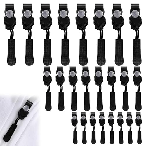 24 Stück Reißverschluss Reparatur Set, Stück Reissverschluss Reparatur Set Reisverschluss-Reparaturset Reisverschluss-Fix-Kit Geeignet für Jacken Koffer Rucksäcke Gepäckschlafsäcke (Schwarz) von SNONESIY