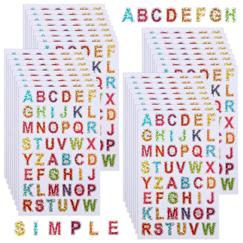 30 Blätter Buchstaben Aufkleber,1440 Stück Glitzer Klebebuchstaben,Buchstaben Sticker,Laser Aufkleber Buchstaben,Selbstklebende Letter Sticker,für DIY Scrapbooking Dekorationskunst von SNONESIY