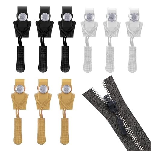 9 Stück Reißverschluss Reparatur,3 Größen Reißverschluss Reparatur Set,Reparatur Reißverschluss,Abnehmbares Design,für Gepäck Rucksäcke Jacken Usw(Schwarz,Weiß,Khaki) von SNONESIY