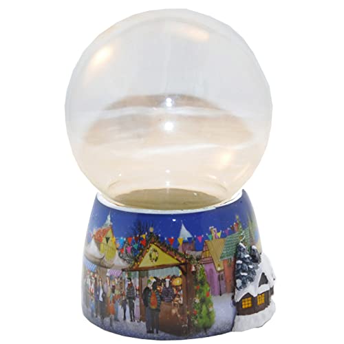 70006 Bastelset DIY Schneekugel Do it Yourself mit Glaskugel und Porzellansockel Weihnachtsmarkt mit Haus Spieluhr möglich – 100mm Durchmesser von SNOWGLOBE for you - DO IT YOURSELF