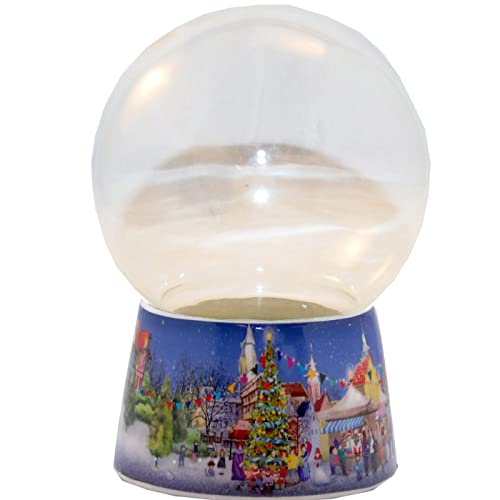 70003 Bastelset DIY Schneekugel Do it yourself mit Glaskugel und Porzellansockel Winterlandschaft bei Nacht Spieluhr möglich – 100mm Durchmesser - Schüttelkugel individuell - Glitzerkugel selbermachen von SNOWGLOBE for you - DO IT YOURSELF