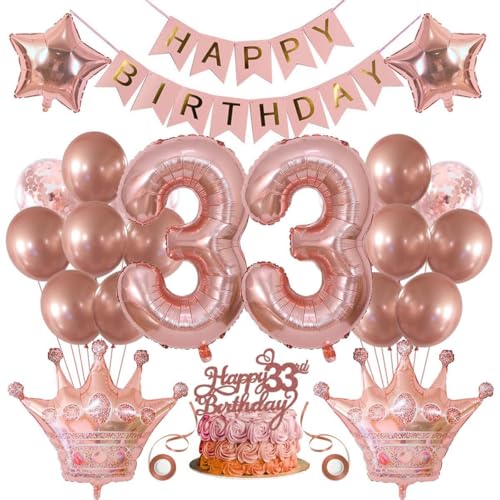 33. Geburtstag Dekorationen Frauen 33 Geburtstag Frauen Luftballons 33 Geburtstag Frau Deko 33. Geburtstag Frau Rosegold Tortendeko Geburtstagsdeko 33. Geburtstag Ballon 33 Jahr Frau Geburtstagsdeko von SNOWZAN