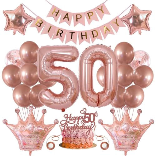 50. Geburtstag Dekorationen Frauen 50 Geburtstag Frauen Luftballons 50 Geburtstag Frau Deko 50. Geburtstag Frau Rosegold Tortendeko Geburtstagsdeko 50. Geburtstag Ballon 50 Jahr Frau Geburtstagsdeko von SNOWZAN