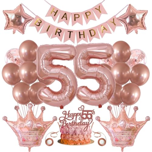 55. Geburtstag Dekorationen Frauen 55 Geburtstag Frauen Luftballons 55 Geburtstag Frau Deko 55. Geburtstag Frau Rosegold Tortendeko Geburtstagsdeko 55. Geburtstag Ballon 55 Jahr Frau Geburtstagsdeko von SNOWZAN