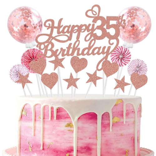 Cake Topper 35 Kuchendeko Geburtstag Frauen Rosegold Happy 35.birthday Kuchen Deko 35. Geburtstag Happy Birthday 35 Geburstagstorte Deko Tortendeko 35 Rosegold Geburtstag Kuchen Deko 35 Geburtstag von SNOWZAN