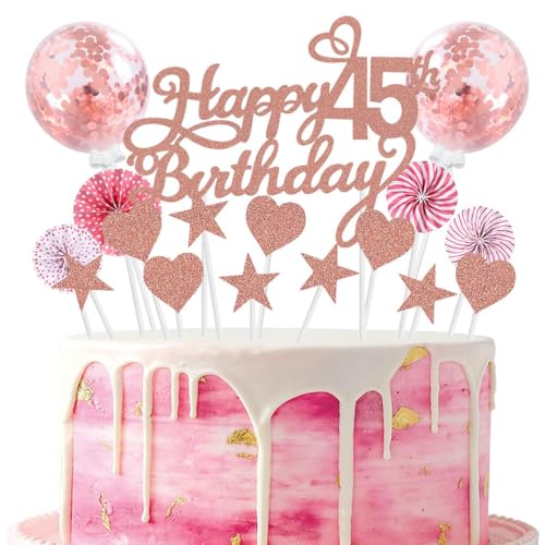 Cake Topper 45 Kuchendeko Geburtstag Frauen Rosegold Happy 45.birthday Kuchen Deko 45. Geburtstag Happy Birthday 45 Geburstagstorte Deko Tortendeko 45 Rosegold Geburtstag Kuchen Deko 45 Geburtstag von SNOWZAN