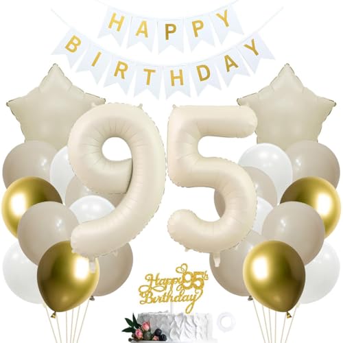 SNOWZAN 95. Geburtstag Deko Mädchen Junge - Weiß Gold Party Dekoration Mit Kuchen Topper für 95 Jahre - 95th Birthday Decorations SNOWZAN 95. Geburtstag Deko Mädchen Junge - Weiß Gold Party Dekoration Mit Kuchen Topper für 95 Jahre - 95th Birthday Decorations von SNOWZAN
