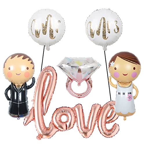 SNOWZAN Hochzeitsdeko Riesen Hochzeits Ballons Luftballon Brautpaar Folienballon Braut Bräutigam Mr & Mrs Luftballons Hochzeit Deko Rosegold Ballons Hochzeit Für Hochzeitsgeschenk Frisch Verheiratet von SNOWZAN