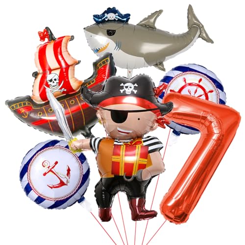 SNOWZAN Piratenschiff Ballon Piraten Kindergeburtstag Piratenschiff Luftballons Piratengeburtstag Piraten Geburtstagsdeko 7 Jahre Piraten Deko Kindergeburtstag Luftballons Piratenschiff Folienballon von SNOWZAN