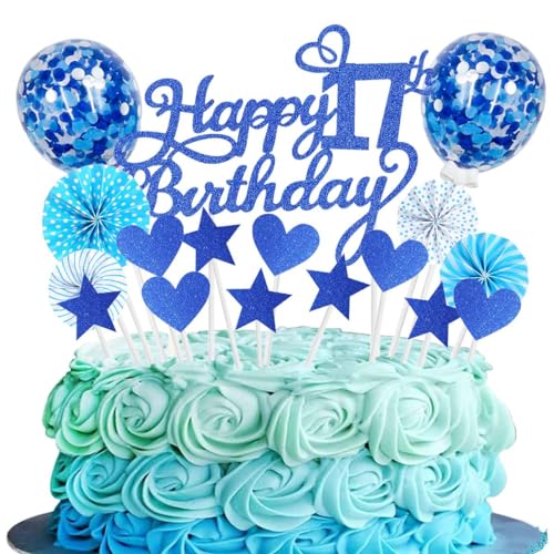 Tortendeko 17 Geburtstag NavyBlau Mädchen Junge 17 Jahre Geburtstag Kuchen Deko Happy Birthday 17 Glitter Cake Topper 17.kuchendeko Geburtstag Happy 17th Birthday Tortendeko 17 Geburtstag Mädchen von SNOWZAN