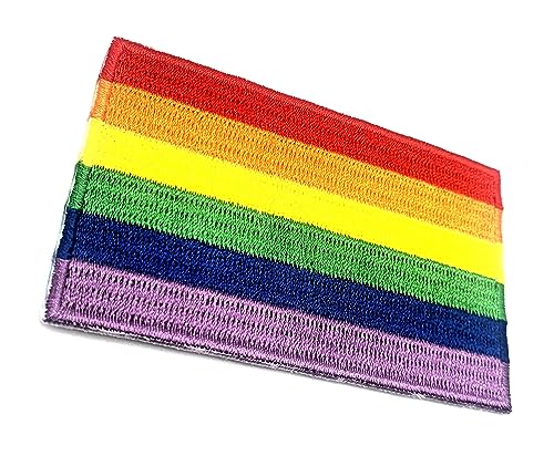 Aufnäher zum Aufbügeln, Motiv: Regenbogen-Gay-Pride, LGBT, bestickter Stoff, zum Aufnähen, für Kleidung, 8 cm x 5 cm, rechteckig, 1 Stück von SNS Components