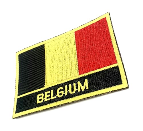 Belgien Belgien EU Europa Eisen auf Stickerei Land Flagge Patch bestickter Stoff Nähen auf Transfer für Kleidung 8 cm x 5 cm Rechteck 1 Stück von SNS Components