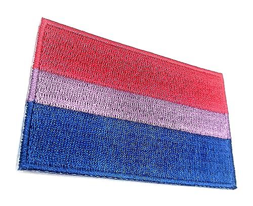 Bi Bisexual Pride LGBT Aufnäher zum Aufbügeln bestickter Stoff zum Aufnähen auf Transfer für Kleidung, 8 cm x 5 cm, rechteckig, 1 Stück von SNS Components