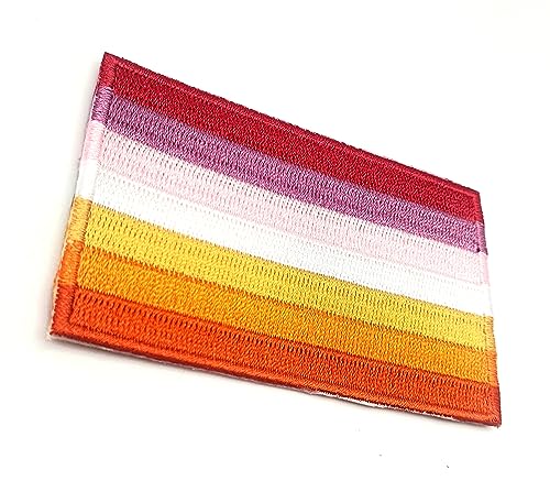 Lesbian Pride LGBT Aufnäher zum Aufbügeln, bestickter Stoff, zum Aufnähen auf Kleidung, 8 cm x 5 cm, rechteckig, 1 Stück von SNS Components