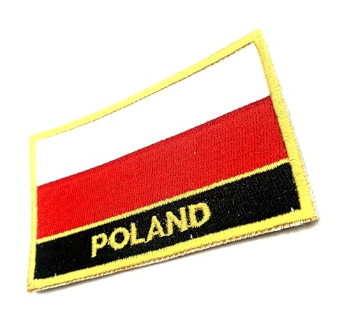 Polen Polen EU Europa Bügelbild Stickerei Länderflagge Patch Bestickter Stoff Nähen auf Transfer für Kleidung 8 cm x 5 cm Rechteck 1 Stück von SNS Components