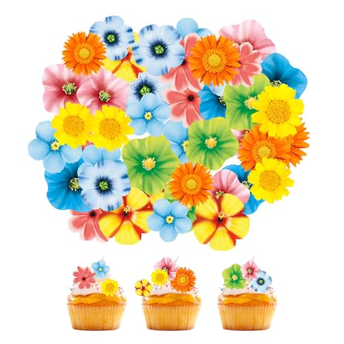 80 Stück Essbare Blumen für Torte, Essbare Blüten Tortendeko Esspapier Tortendeko Blumen Essbar Blumen Deko Torte für Cupcake Topper Geburtstagsparty Essensdekoration von SNSYGN