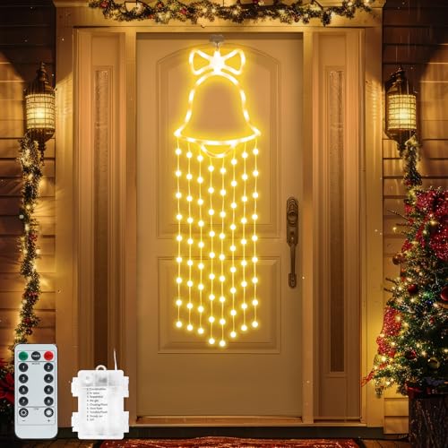 Weihnachtsbeleuchtung Fenster Weihnachtsdeko Fenster Beleuchtet Weihnachtsdeko Lichterkette SOARFLY 100LED Glocke Deko mit 8 Modi Fernbedienung Fenster Lichterkette Weihnachten für Innen,Warmweiß von SOARFLY