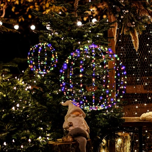 SOARS 2er Set Weihnachtsbeleuchtung außen & innen, Hängende Kugel Lichter mit 440 LED-Lichtern, Weihnachtsdeko Lichterkette, wasserdicht für Garten Party von SOARS