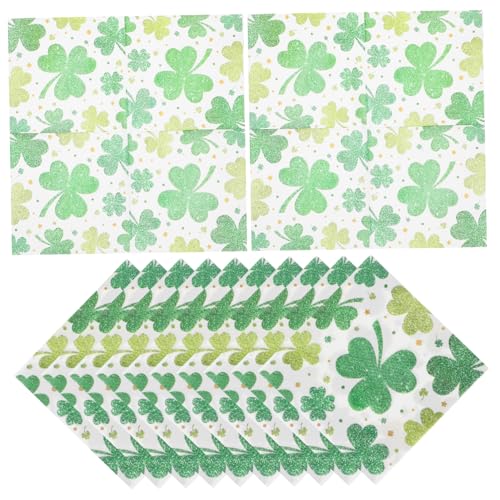 SOESFOUFU 20 Stück St. Patricks Day Servietten Mit Glückskleeblatt-aufdruck, Einweg-papierservietten Für Partygeschirr, Dekoratives Seidenpapier Für Den Urlaub von SOESFOUFU