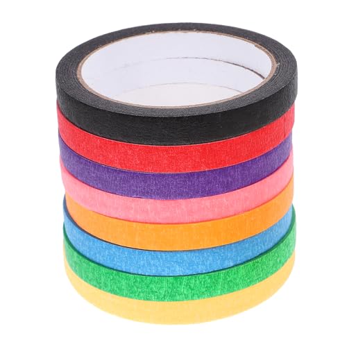 SOESFOUFU 8 Rollen Farbiges Abdeckband Buntes Klebeband Klebeband Abdeckpapier Farbiges Klebeband Regenbogenband Künstlerband Für Aquarellpapier Malerband Malband DIY Klebeband von SOESFOUFU