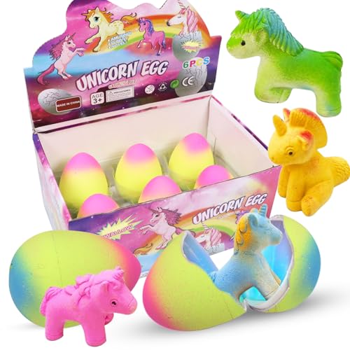 6 Stk Einhorn Überraschungseier, Schlüpfende Einhörner,Magisches Einhorn Ei Wasser Schlüpfen,Überraschungsei Einhorn Geschenke für Mädchen,Schlüpfendes Ei Einhorn Spielzeug,Wachstumsspielzeug Kinder von SOETDERT