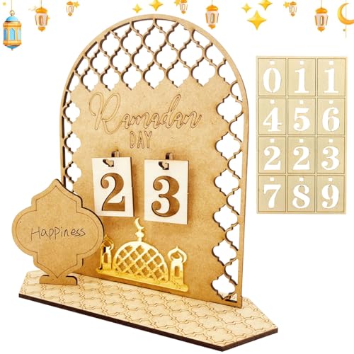 SOETDERT Ramadan Kalender, Eid Mubarak Kalender, DIY Holz Ramadan Deko Countdown Kalender, Eid Mubarak Adventskalender Kinder, Ramadan Dekoration Ornament Gebet, Ramadan Geschenke Zuhause (F) von SOETDERT