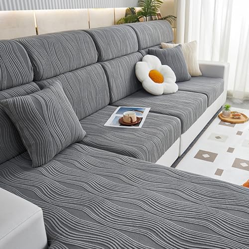 Sofabezug Jacquardstoff Stretch-Sofa-Schonbezüge Einfach Sofaschonerbezug staubdicht Geeignet für alle Jahreszeiten Sofa-Spannbettlaken Sofa Home Schonbezug (Farbe : Dunkelgrau, Größe : 65–85 cm x 1 von SOFA SUPPLIES