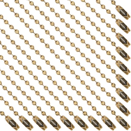 SOFPLATE 1 Box 100 Stück 100 mm 2 mm Antik Bronze Edelstahl Kugelkette Bulk Perlen Kugel Schlüsselanhänger Halskette Verstellbare Metallperlen Kurze Erkennungsmarken Ketten mit Stecker für Schlüssel von SOFPLATE