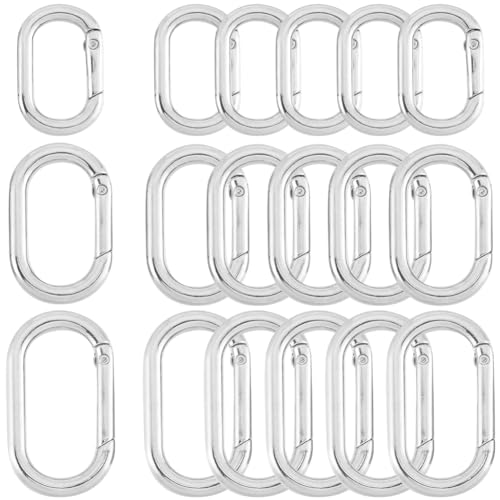 SOFPLATE 1 Box 18 Stück Ovaler Federringverschluss Karabiner Schlüsselanhänger Clip Legierung Silber Glatt Offen Schlüsselanhänger Schnalle Kleine Torringe Für Geldbörse Schmuckherstellung Taschen Sch von SOFPLATE