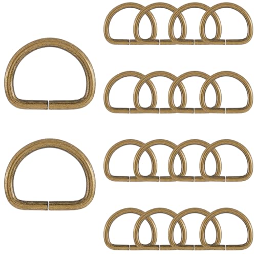 SOFPLATE 1 Box 20 Stück 1 Zoll Metall D Ring Schnalle Bronzefarbener D Ring Extra Dick 4mm Antikes Messing Robuste Nicht Geschweißte Haken Riemen D Ringe Zum Nähen von Gurtbändern Rucksäcken Schlüsse von SOFPLATE