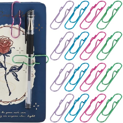 SOFPLATE 1 Box 20 Stück 4 Farben multifunktionale Bleistift-Clips Metall Stiftklammern Bulk Bunte Eisen Büroklammern Tragbare Große Größe Stifte Clip Halter für Notebook Buch Journal Klemmbrett Büro von SOFPLATE