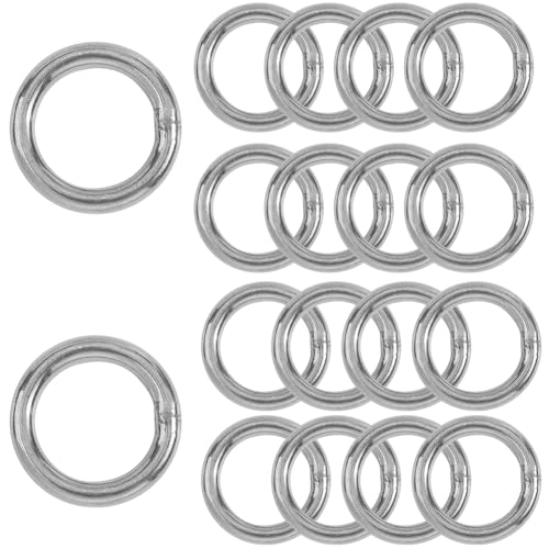 SOFPLATE 1 Box 20 Stück Sortiment An Metall O Ringen Silberfarben Geschlossene Biegeringe Klein 17mm 304 Stück Rund Makramee Geschweißte Metallschnalle Verbindungsring Für Handtaschen Hardware Tasche von SOFPLATE