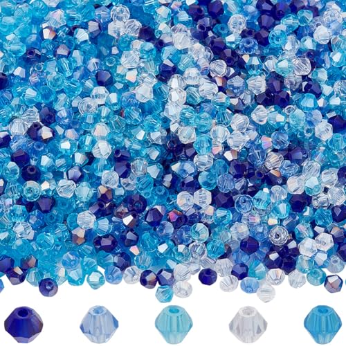 SOFPLATE 1 Box 2000 Stück 5 Farben Blaue Facettierte Glasperlen Glas Bicone Perlen Großpackung 4mm ab Farbe Gemischte Saphire Urlaubs Großhandelskristall Bicone Perlen Zur Schmuckherstellung Armbände von SOFPLATE