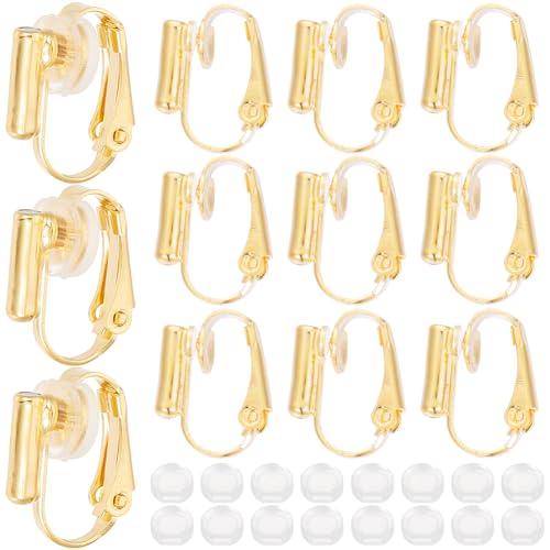 SOFPLATE 1 Box 24 Stück Echt 18K Vergoldeter Clip Ohrring Konverter Clip Ohrring Beschläge Messing Schmerzloser Nicht Durchbohrter Ohrring Konverter Mit Pads Ohrring Clips Für Schmuckherstellungszubeh von SOFPLATE